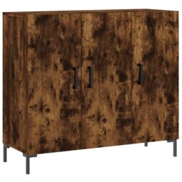 Berkfield Home Sideboard Smoked Oak 90x34x80 cm Engineered Wood in Brown - Size: 90 x 34 x 80 cm - thumbnail 2
