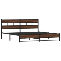 Berkfield Home Metal Bed Frame without Mattress Brown Oak 180x200 cm Super King - thumbnail 3