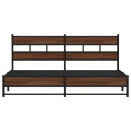 Berkfield Home Metal Bed Frame without Mattress Brown Oak 180x200 cm Super King - thumbnail 4