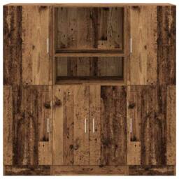 Berkfield Home Durable 3 Piece Kitchen Cabinet Set Old Wood Engineered Wood in Brown - thumbnail 5