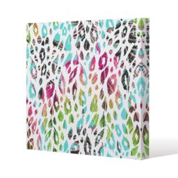 Benjamin Tate Design Multi Coloured Leopard Spots Slim Style Canvas Print 90x90cm in Natural - Size: 90x90 cm - thumbnail 1