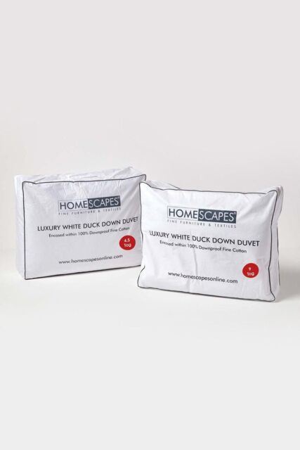 Homescapes Luxury White Duck Down 13.5 Tog All Seasons Duvet - Size: Single - image 1