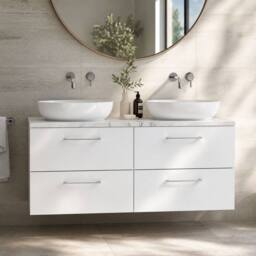 Balterley Level 1200mm Wall Hung 4 Drawer Unit & Laminate Worktop Gloss White - thumbnail 6