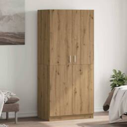 Berkfield Home Wardrobe Artisan Oak 90x52x200 cm Engineered Wood in Brown - Size: 90 x 52 x 200 cm - thumbnail 2