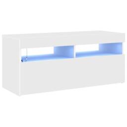 Berkfield Home TV Cabinet with LED Lights White 90x35x40 cm - Size: 90 x 35 x 40 cm - thumbnail 1
