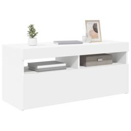 Berkfield Home TV Cabinet with LED Lights White 90x35x40 cm - Size: 90 x 35 x 40 cm - thumbnail 6