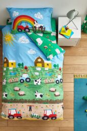 Catherine Lansfield 'Farmyard Animals' Duvet Set in Blue - Size: Junior - thumbnail 1