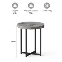VonHaus Grey Concrete Effect Side Table - thumbnail 8