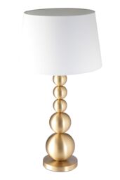 Orsina Stacked Table Lamp with Brushed Brass Orb Base, Modern Boutique Accent Table Lamp with White Linen in Gold - thumbnail 2