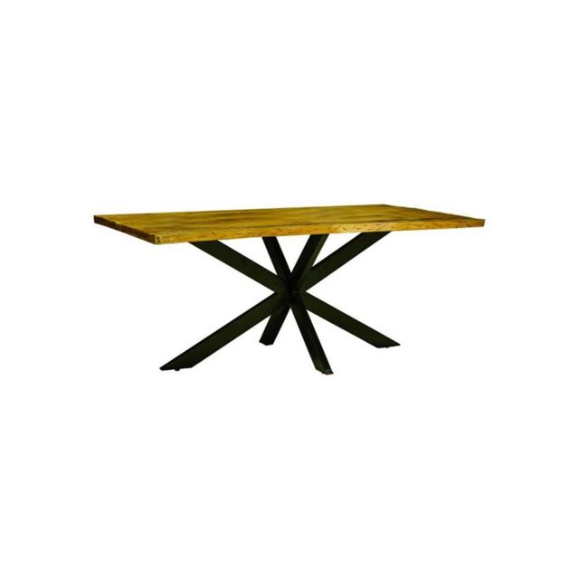 Jaipur Furniture Ltd Kerela Artificial Edge Spider Leg Dining Table - Mango Wood/Iron - L80 x W140 x H76 cm - Mango PP Saw Finish in Brown - image 1