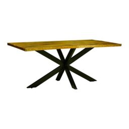 Jaipur Furniture Ltd Kerela Artificial Edge Spider Leg Dining Table - Mango Wood/Iron - L80 x W140 x H76 cm - Mango PP Saw Finish in Brown - thumbnail 2