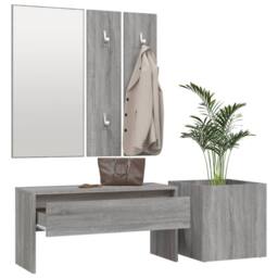 Berkfield Home Hallway Furniture Set Grey Sonoma Engineered Wood - thumbnail 4