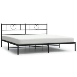 Berkfield Home Metal Bed Frame with Headboard Black 200x200 cm - thumbnail 2