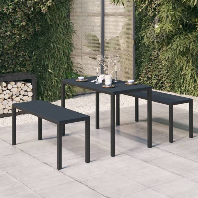 Berkfield Home 3 Piece Garden Dining Set Steel & WPC Black - image 1