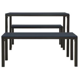 Berkfield Home 3 Piece Garden Dining Set Steel & WPC Black - thumbnail 4
