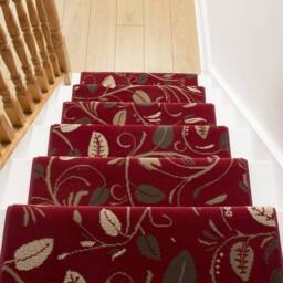 runrug Stair Runner Carpet for Staircases - Soft & Comfy, 9mm - 'Scroll' in Red - Size: 70 cm x 480 cm - thumbnail 5