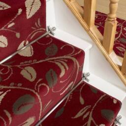 runrug Stair Runner Carpet for Staircases - Soft & Comfy, 9mm - 'Scroll' in Red - Size: 70 cm x 480 cm - thumbnail 2