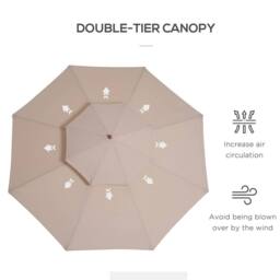 Kelvenix Garden Wood Patio Parasol Sun Shade in Beige - Size: 0.6m2 - thumbnail 4