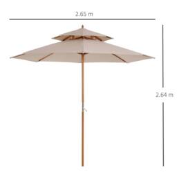 Kelvenix Garden Wood Patio Parasol Sun Shade in Beige - Size: 0.6m2 - thumbnail 2