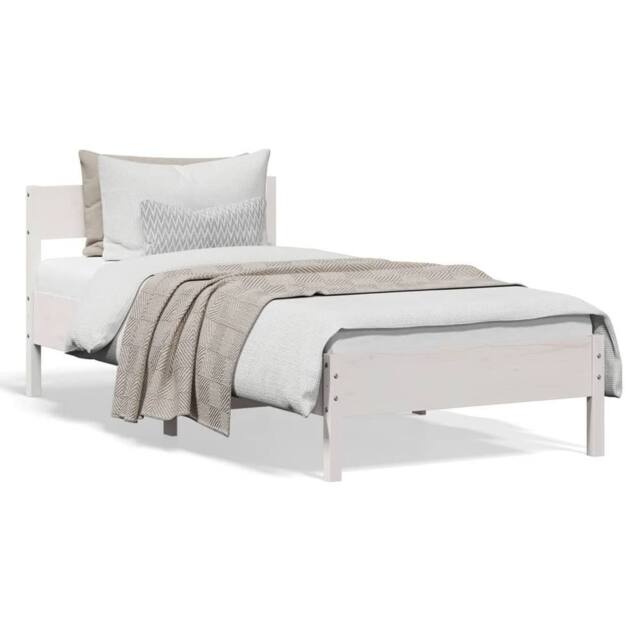 Berkfield Home Bed Frame without Mattress White 90x200 cm Solid Wood Pine - image 1