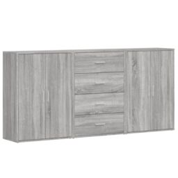 Berkfield Home Sideboards 3 pcs Grey Sonoma 60x31x84 cm Engineered Wood - Size: 60 x 31 x 84 cm - thumbnail 2