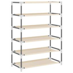 Berkfield Home Shoe Cabinet Cream 60x28x90 cm Fabric in Beige - Size: 60 x 28 x 90 cm - thumbnail 6