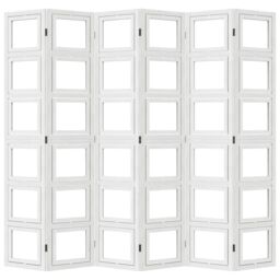 Berkfield Home Room Divider 6 Panels White Solid Wood Paulownia - thumbnail 5