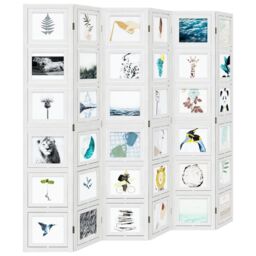 Berkfield Home Room Divider 6 Panels White Solid Wood Paulownia - thumbnail 4