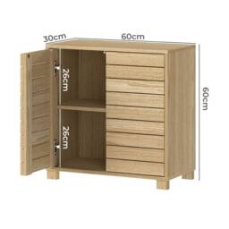 Nordara Oak Wide Freestanding Bathroom Storage Cabinet Cupboard in Natural - thumbnail 2
