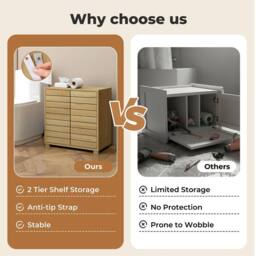 Nordara Oak Wide Freestanding Bathroom Storage Cabinet Cupboard in Natural - thumbnail 5