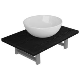 Berkfield Home Two Piece Bathroom Furniture Set Ceramic Black - thumbnail 2