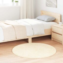 Berkfield Home Shaggy Rug High Pile NAVARRA Cream 100x100 cm Polyester - Size: Medium - thumbnail 1
