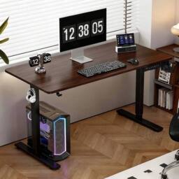 EONLION Desk Electric Standing Desk Home Office in Brown - Size: 100 cm - thumbnail 3