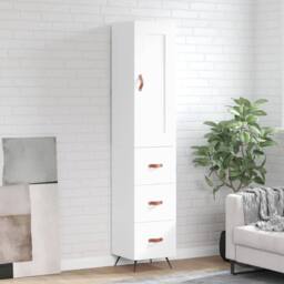 Berkfield Home Highboard White 34.5x34x180 cm Engineered Wood - thumbnail 2