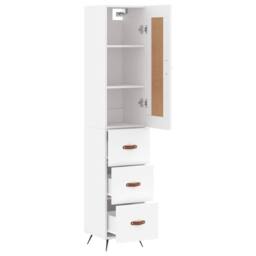 Berkfield Home Highboard White 34.5x34x180 cm Engineered Wood - thumbnail 4