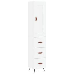 Berkfield Home Highboard White 34.5x34x180 cm Engineered Wood - thumbnail 3