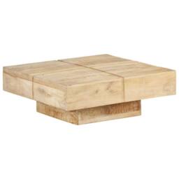 Berkfield Home Beautiful Coffee Table 80x80x28 cm Solid Mango Wood in Light Tan - Size: 80 x 80 x 28 cm - thumbnail 8