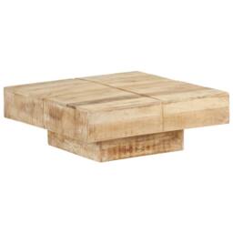 Berkfield Home Beautiful Coffee Table 80x80x28 cm Solid Mango Wood in Light Tan - Size: 80 x 80 x 28 cm - thumbnail 9
