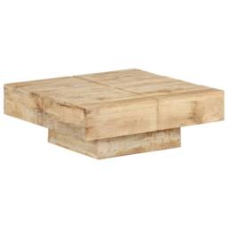 Berkfield Home Beautiful Coffee Table 80x80x28 cm Solid Mango Wood in Light Tan - Size: 80 x 80 x 28 cm - thumbnail 7