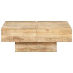 Berkfield Home Beautiful Coffee Table 80x80x28 cm Solid Mango Wood in Light Tan - Size: 80 x 80 x 28 cm - thumbnail 3