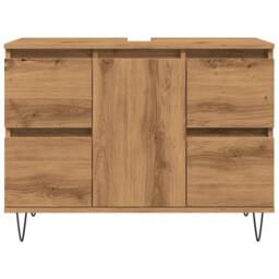 Berkfield Home Bathroom Cabinet Artisan Oak 80x33x60 cm Engineered Wood in Brown - Size: 80 x 33 x 60 cm - thumbnail 4