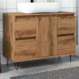 Berkfield Home Bathroom Cabinet Artisan Oak 80x33x60 cm Engineered Wood in Brown - Size: 80 x 33 x 60 cm - thumbnail 1