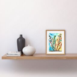 "Artery8 Wall Art Print Seaweed Sea Floor Folk Artwork Framed 9X7 Inch in Beige - Size: W7"" x H9""" - thumbnail 2