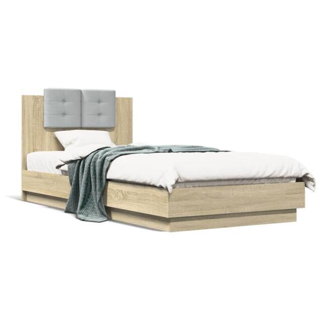 Berkfield Home Bed Frame without Mattress Sonoma Oak 100x200 cm in Light Tan - image 1