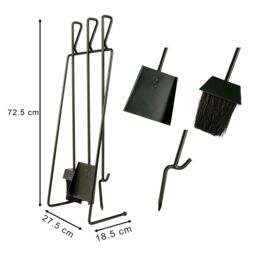 Dibor Contemporary Black Freestanding Fireplace Set with 3 Tools Fireside Companion Set - thumbnail 2
