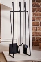 Dibor Contemporary Black Freestanding Fireplace Set with 3 Tools Fireside Companion Set - thumbnail 1