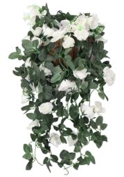Neel Blue 110cm Artificial Rose Garland Vine Hanging Silk Garland, 18 Flowers in White - thumbnail 1