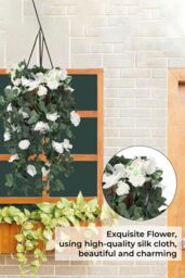 Neel Blue 110cm Artificial Rose Garland Vine Hanging Silk Garland, 18 Flowers in White - thumbnail 5