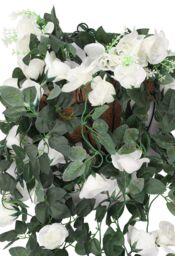 Neel Blue 110cm Artificial Rose Garland Vine Hanging Silk Garland, 18 Flowers in White - thumbnail 2