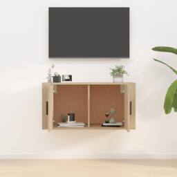 Berkfield Home Wall Mounted TV Cabinet Sonoma Oak 80x34.5x40 cm in Light Tan - thumbnail 3